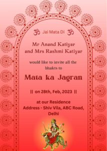 Mata jagran invitation card online free